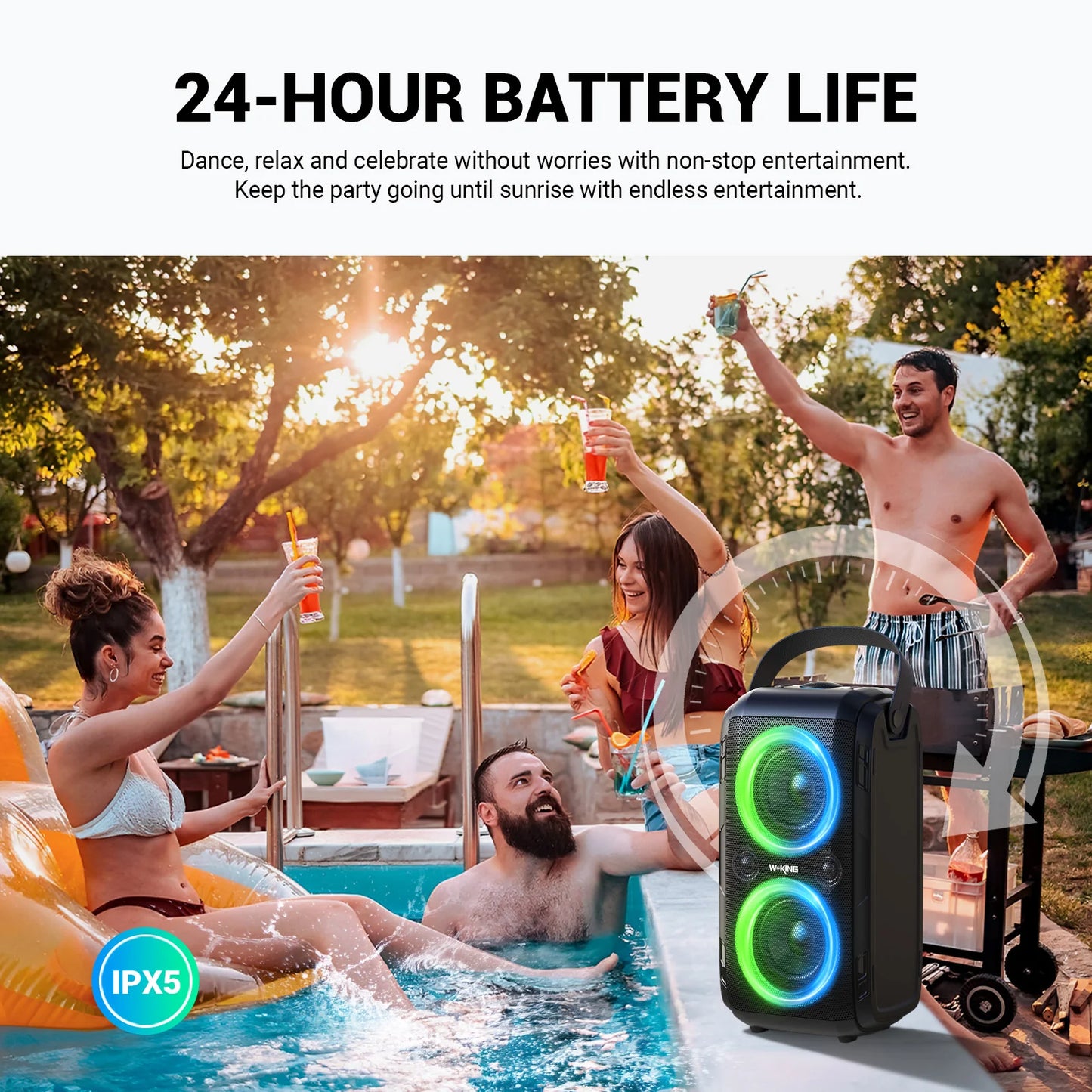 Dual 80W Portable Bluetooth Party Speaker with Deep Bass