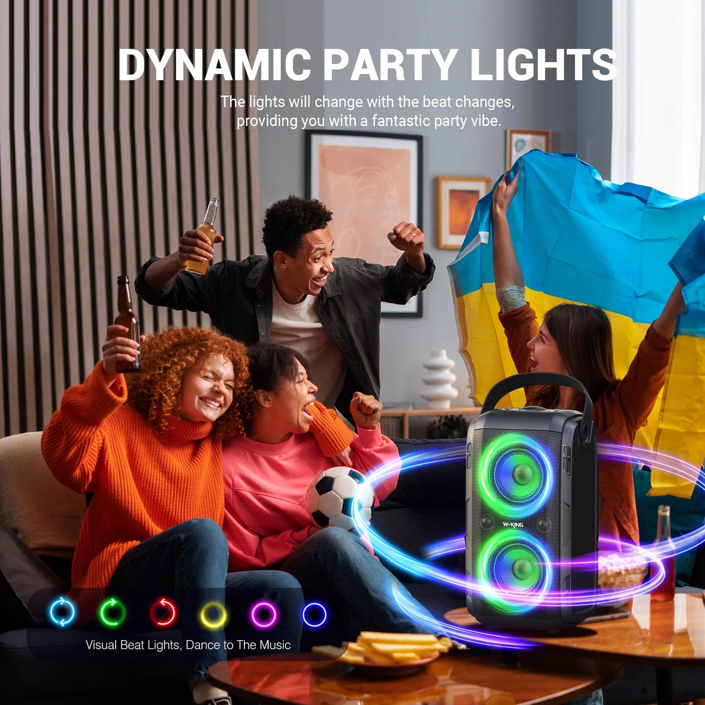 Dual 80W Portable Bluetooth Party Speaker with Deep Bass