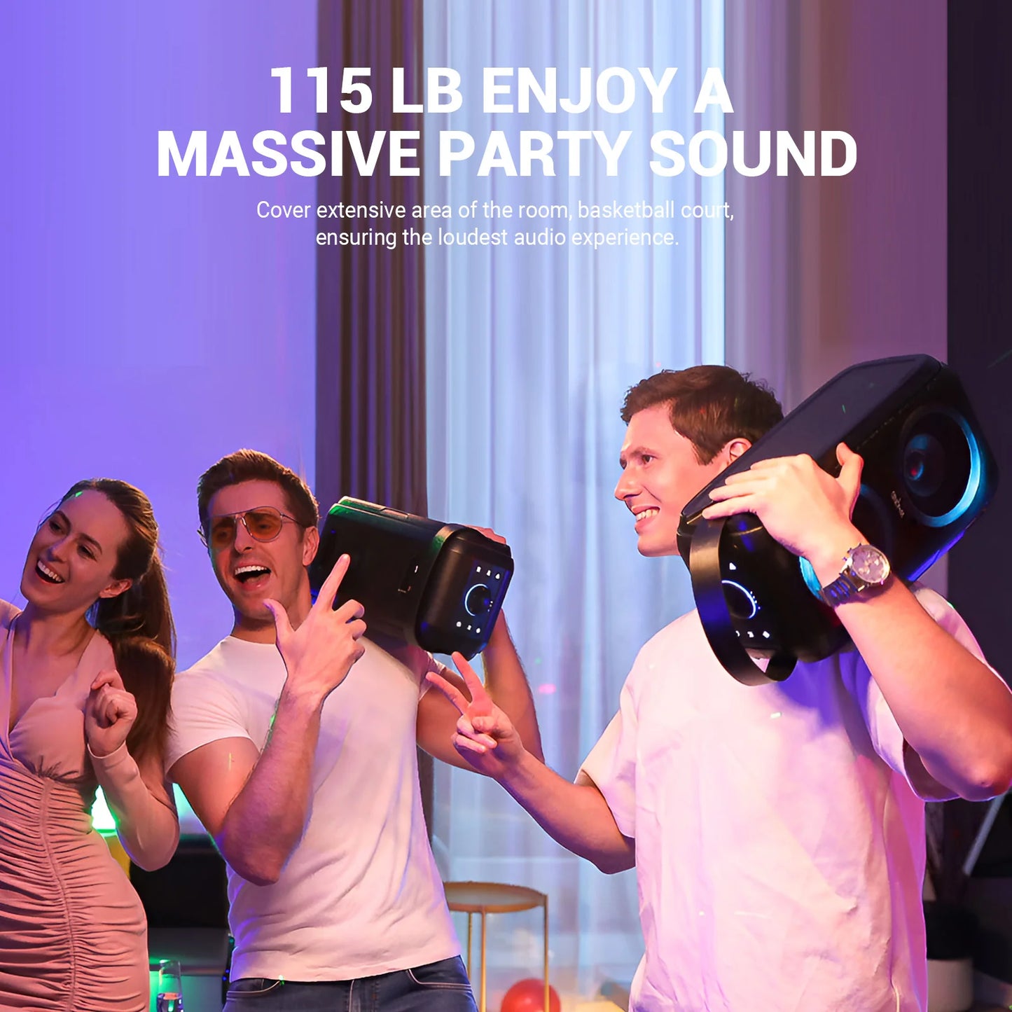 Dual 80W Portable Bluetooth Party Speaker with Deep Bass