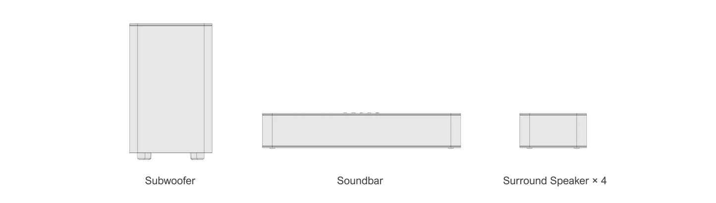 7.1 Channel Dolby Atmos Soundbar with Rear Speakers & Subwoofer