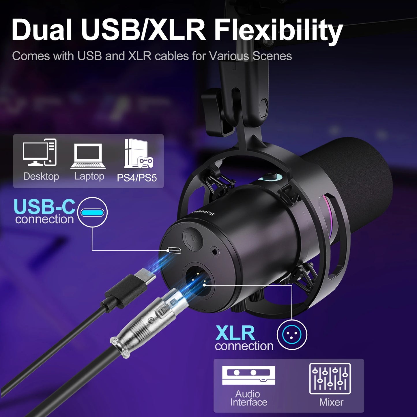 RGB condenser mic, gaming microphone