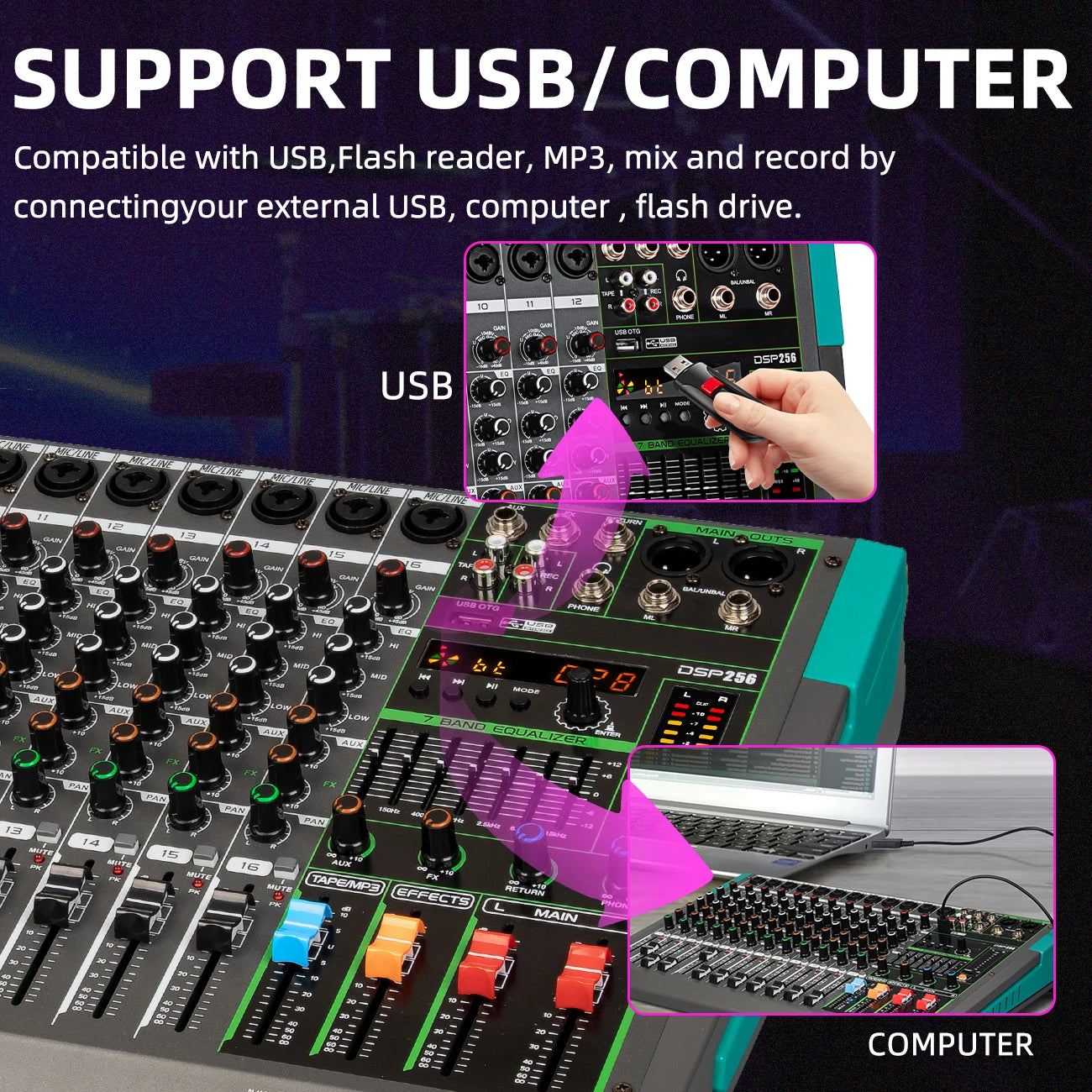 16 Channels Audio Sound Mixer