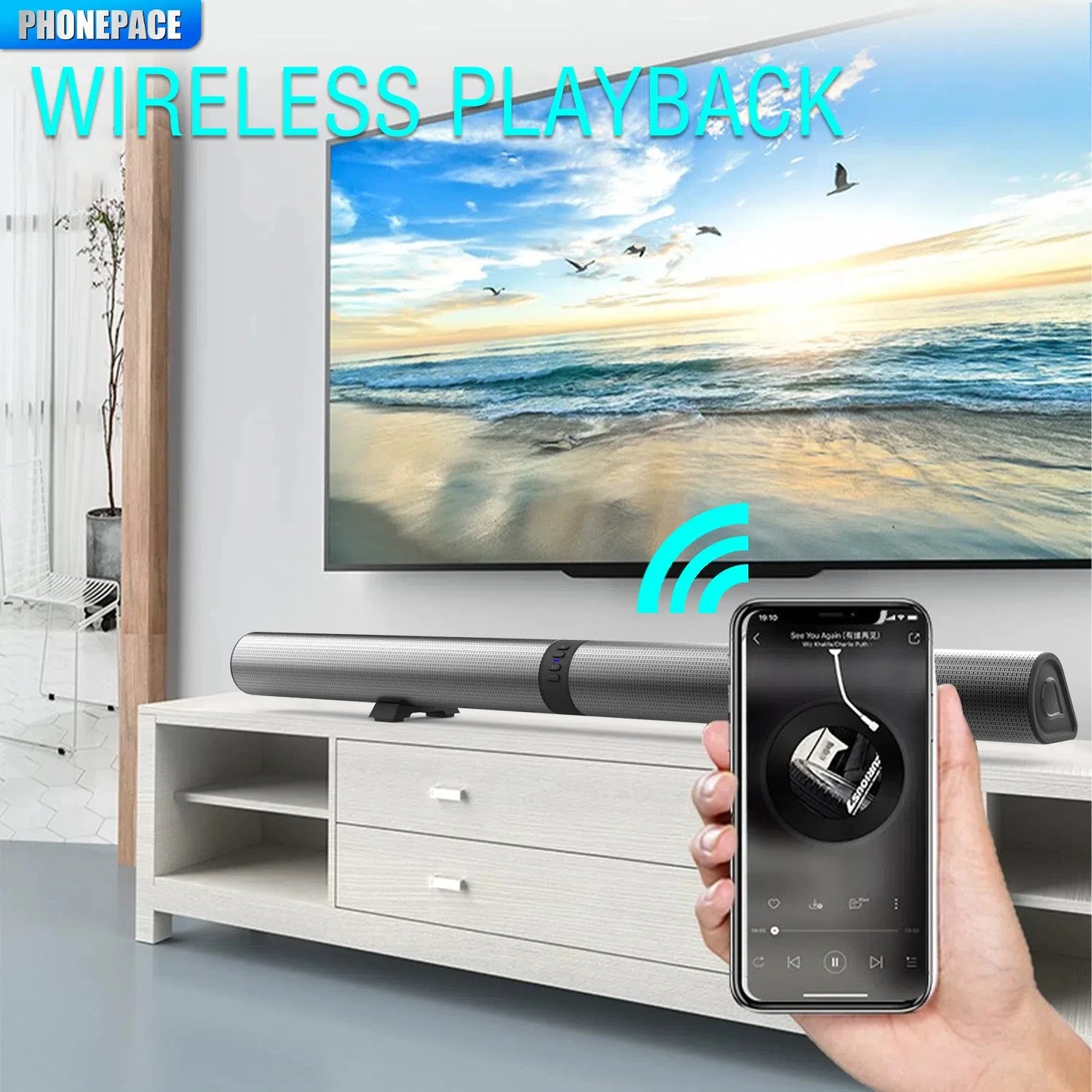 Soundbar for TV-wireless playback