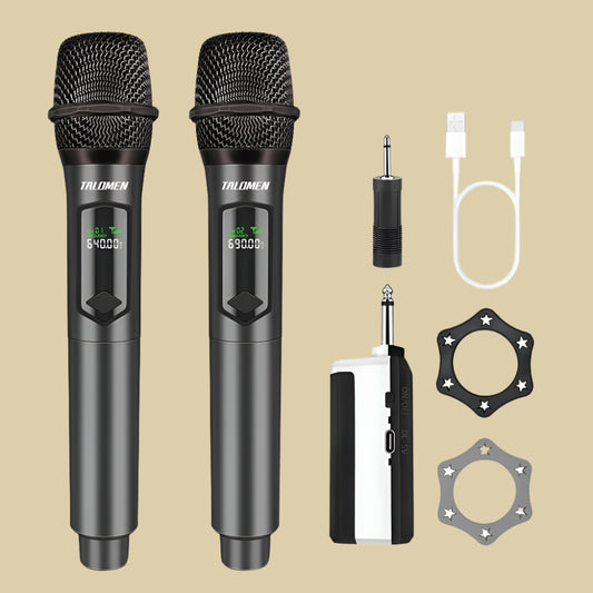Wireless Microphone, ,Professional Dual Handheld Cordless Dynamic Mic System