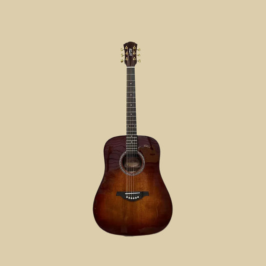 Solid Spruce round corner retro colored acoustic guitar, rose
