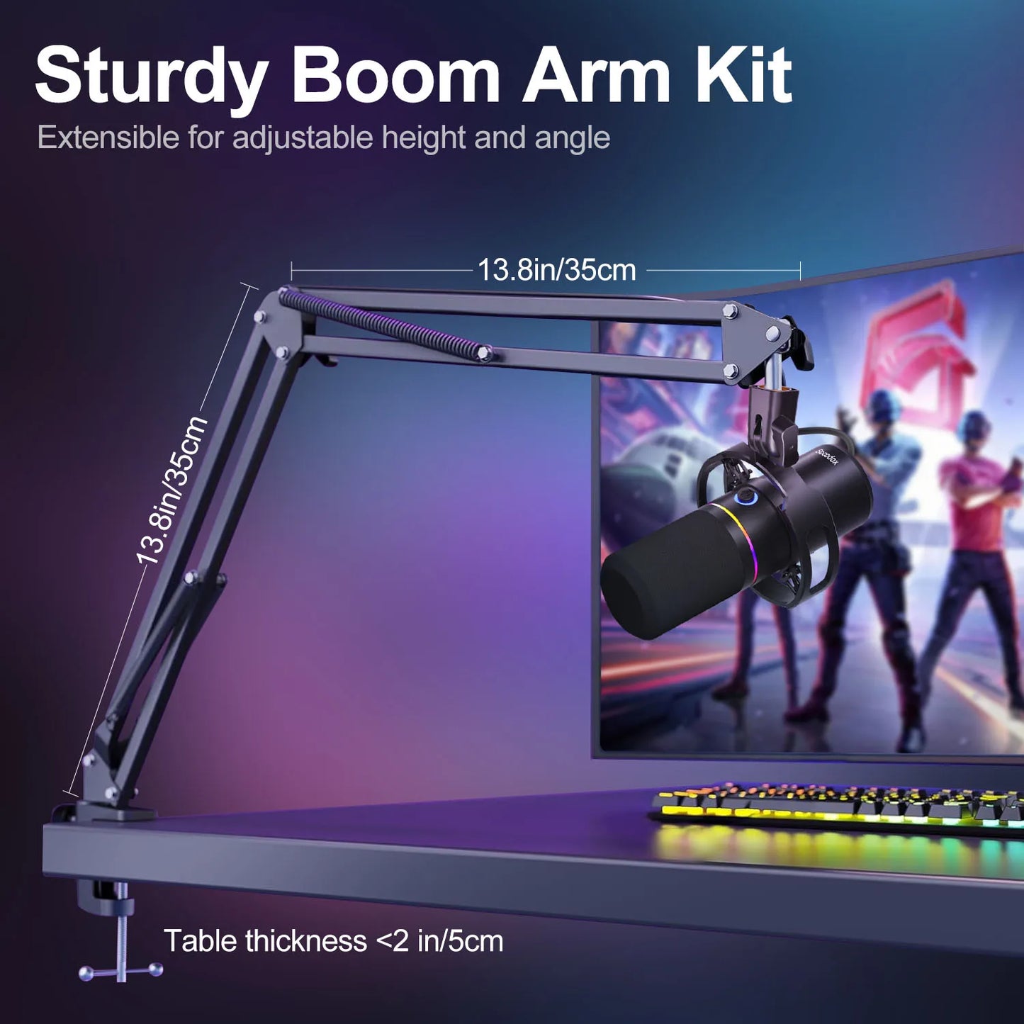 podcast mic kit, RGB condenser mic, gaming microphone, mic with noise reduction, studio mic kit
