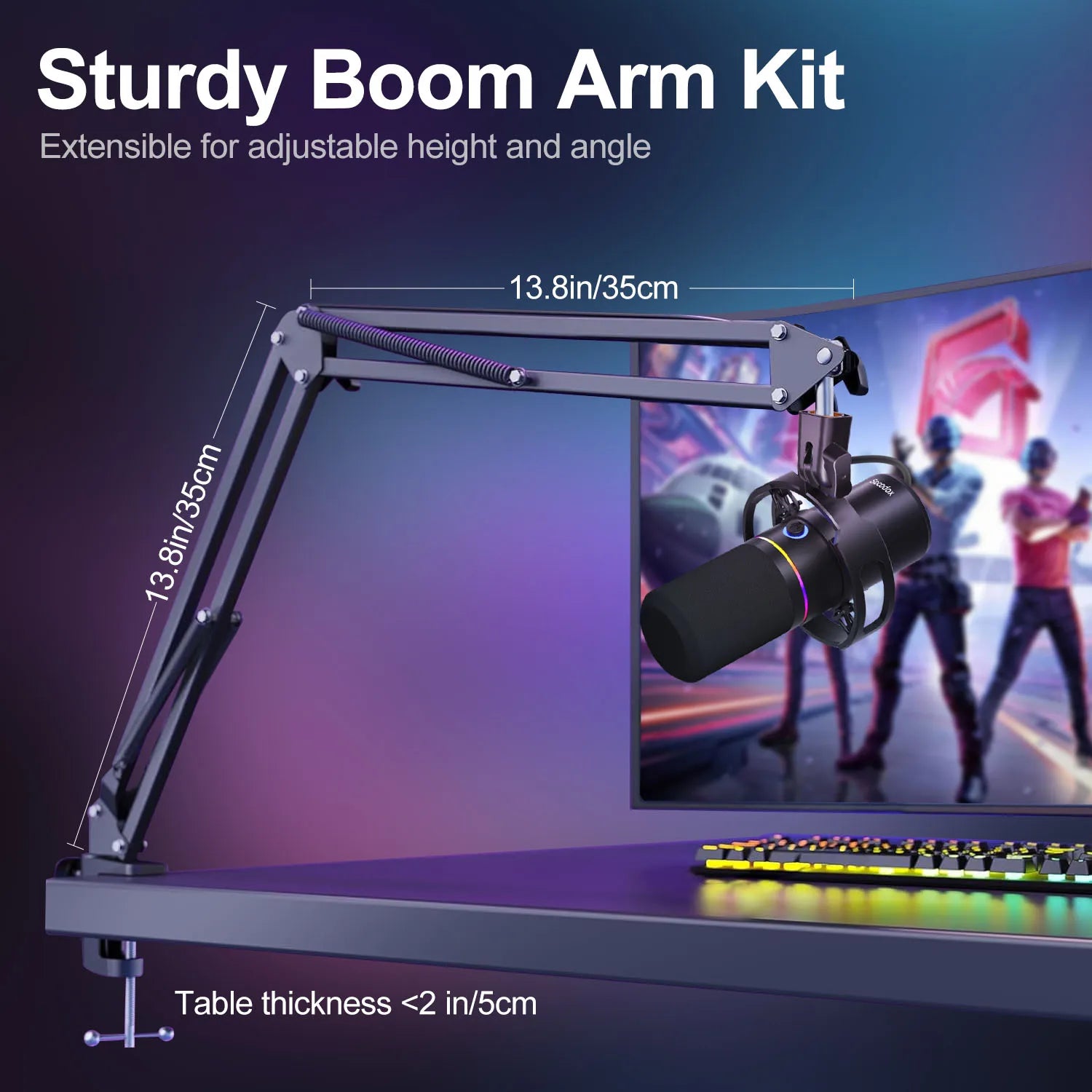  podcast mic kit, RGB condenser mic, gaming microphone, mic with noise reduction, studio mic kit

