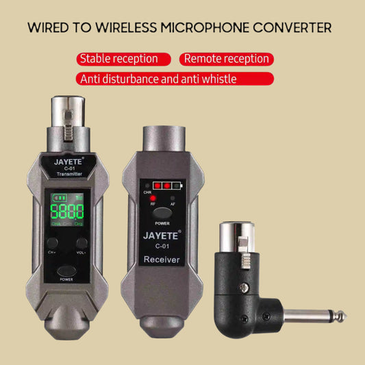 wireless microphone converter, wired to wireless mic adapter, JAYETE C-0